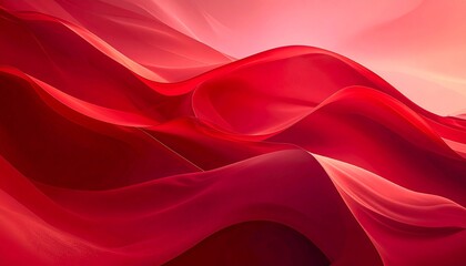 Obraz premium Abstract red gradient texture with layered silk-like waves and soft lighting, ideal for elegant design and atmospheric digital art.