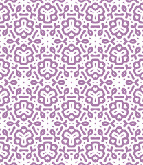 Minimalistic floral seamless vector pattern. Abstract repetitive background with flowers ornaments. Simple design style. Purple color on white or transperent background.
