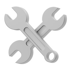 Two Silver Metal Wrenches Crossed On A Transparent Background Representing Tools Repair And Mechanics
