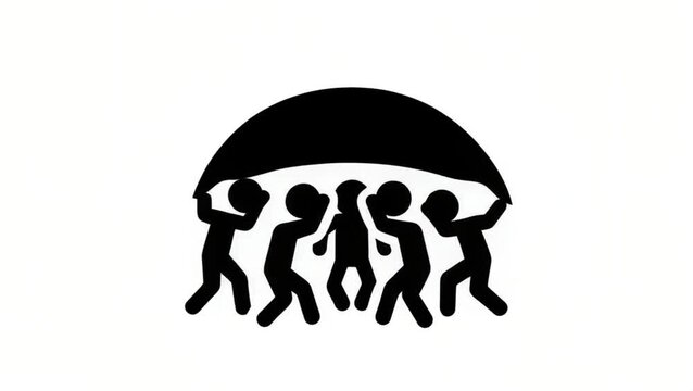 Children Playing a Cooperative Parachute Game icon