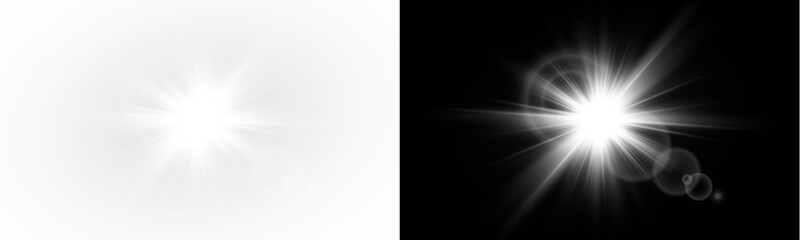 Naklejka na ściany i meble Yellow star flashed with sparkles sun isolated on white background. Soft glow without departing rays, sunlight with lens flare effect. PNG vector light effect.  Naklejka na ściany i meble Yellow star flashed with sparkles sun isolated on white background. Soft glow without departing rays, sunlight with lens flare effect. PNG vector light effect.