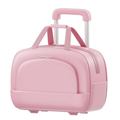 Soft Pink Travel Luggage with Extendable Handle and Carry Straps on Transparent Background Ready for Packing and Journeys