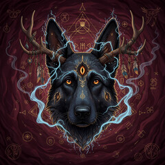 Mystical shaman wolf.