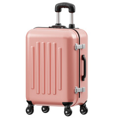 Pink Hardshell Travel Suitcase with Silver Accents and Black Handle