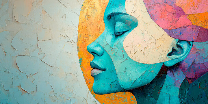 Pintura cuarteada de rostro de mujer