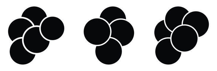 Set of Circle Photo Frame. 5,6,7 photo collage template. black and white picture wall album for abstract background, vector illustration. 