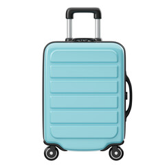 Light Blue Hard Shell Rolling Luggage Suitcase with Telescopic Handle and Wheels Isolated on Black Background