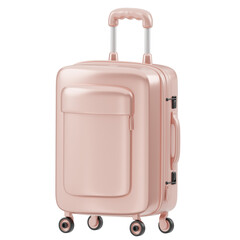 Light Pink Travel Luggage Suitcase with Wheels and Handle Against Transparent Background for Travel and Holidays