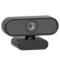Modern Gray Web Camera With Adjustable Stand Positioned On Transparent Background For Computer And Technology
