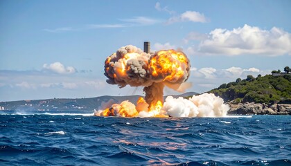 Massive explosion over water (2)