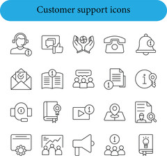 Customer support icons for service and communication.