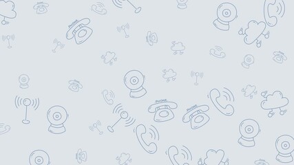Abstract pattern of communication devices on a light background. - Powered by Adobe