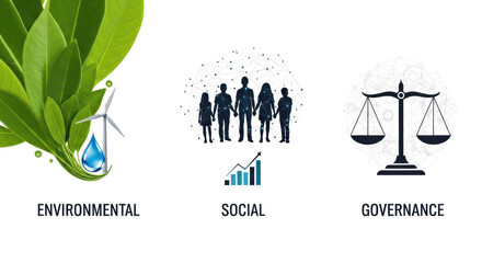 Esg concept visual explained with icons for environment social and governance principles