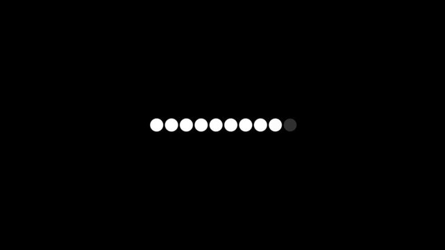 Simple dot loading, loading bar animation dots looping progress icon on black background. Load dot icons
