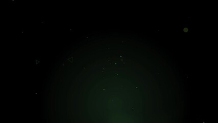 Abstract dark background with scattered green dots and geometric shapes - Powered by Adobe