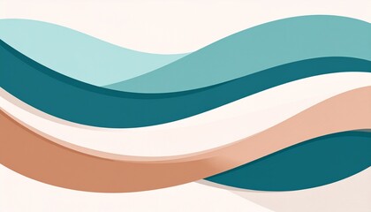 Abstract background with flowing, colorful wave patterns in teal, blue, and peach tones, creating a dynamic, modern visual design with soft shadows and smooth curves