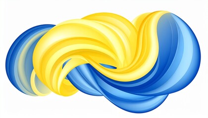 Abstract swirling ribbon of blue and yellow, a fluid artistic representation of motion and color