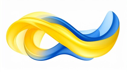 Vibrant abstract flowing ribbon in harmonious yellow and blue hues, gracefully intertwining to form an endless, dynamic loop symbolizing unity and continuous motion