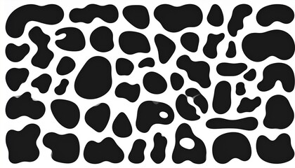 Abstract Organic Shapes Collection Diverse Black Irregular Blob Patterns for Graphic Design
