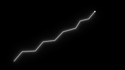 Business graph. Glowing neon business arrow icon on black background .neon Trending growth arrow sign - Powered by Adobe