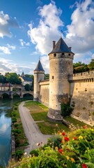 Medieval fortress overlooking a river