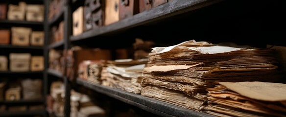 The historical archives contain numerous aged documents and important records.