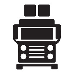 Simple silhouette icon of a fire truck front view