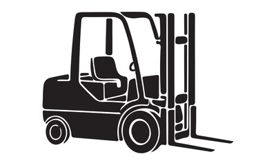 Simple silhouette icon of a forklift truck for industrial use