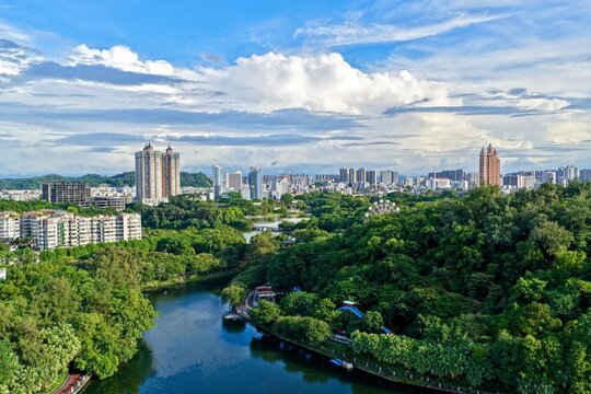 The sunny day wity blue sky and cloud in Jiangmen City, Guangdong, China
