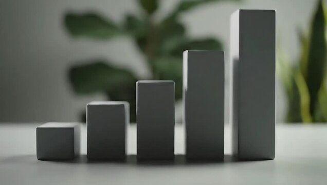 Bar chart showing growth and progress with increasing height of blocks.