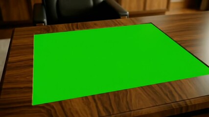 office desk green screen display