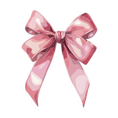 Vector pink and white ribbon bow illustration, suitable for decorations and design, copy space