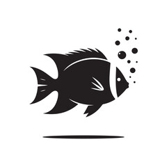 fish underwater vector silhouette clip art logo design illustration