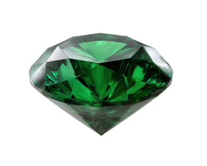 Fototapeta premium Shiny green emerald gemstone, precious luxury jewel isolated on transparency background. valuable crystal diamond symbolizing wealth, glamour, and pure elegance for design
