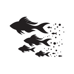 fish underwater vector silhouette clip art logo design illustration