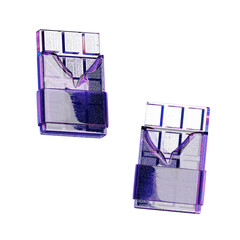 Stylish transparent geometric clips crafted from reflective acrylic, showcasing a sleek, modern design for effective desk organization or innovative visual displays