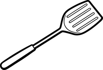 Wooden Spatula Outline Kitchen Utensil Vector