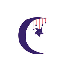 1Blue moon with stars and the text ramadan  Premium Vector