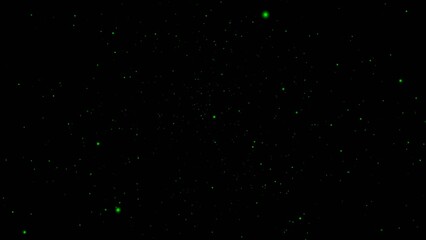 A dark background with scattered green particles abstract black