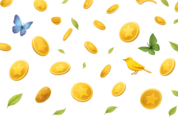 Seamless vector pattern with yellow autumn leaves and fresh citrus fruits illustration