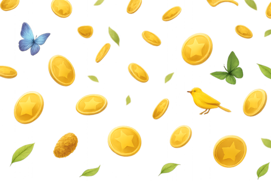 Seamless vector pattern with yellow autumn leaves and fresh citrus fruits illustration