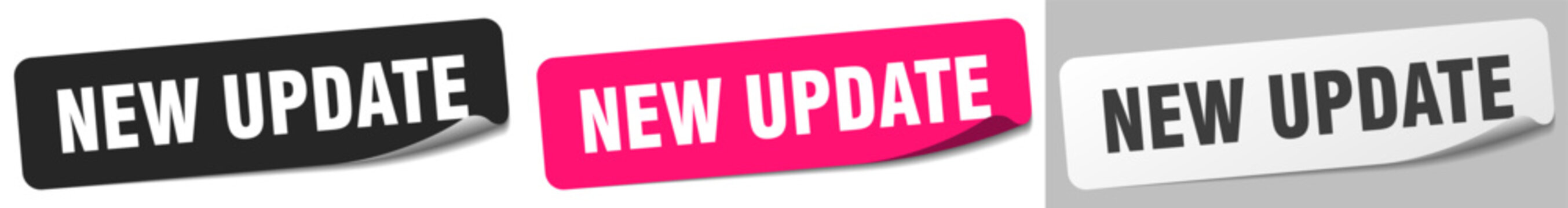 new update sticker. new update sticker set on white background