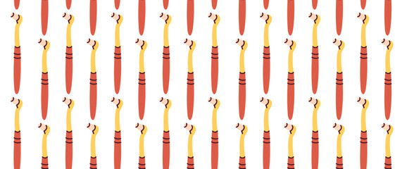 Seamless pattern with single tuft toothbrushes for cleaning braces or implants. Orthodontic hygiene background. Concept of professional dental care and oral health. Vector illustration.