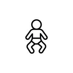 Baby icon, simple flat style vector illustration in black color, isolated on a white background.