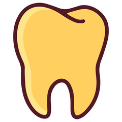 An illustration of a single golden tooth, representing a dental crown, implant, or prosthesis. This icon is perfect for dentistry, symbolizing oral health, restoration, and a valuable, strong smile.