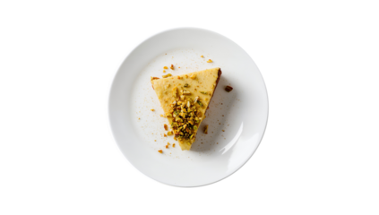 Pistachio Cheesecake Slice Garnished with Chopped Nuts