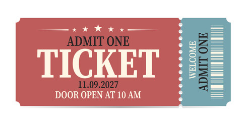 Ticket admit. Admit one ticket icons.