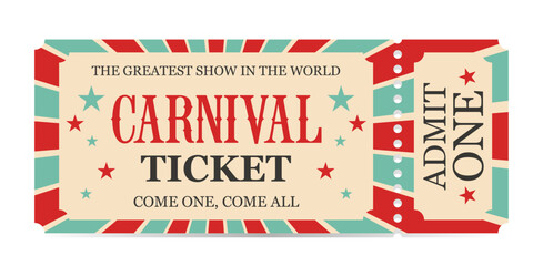 Circus ticket. Vector Image. Horizontal circus ticket.