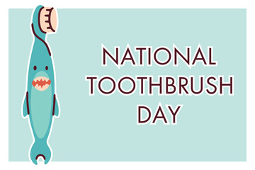 A fun greeting card celebrating National Toothbrush Day. The playful illustration of a toothbrush designed as a shark helps promote the importance of daily brushing and makes oral hygiene exciting for