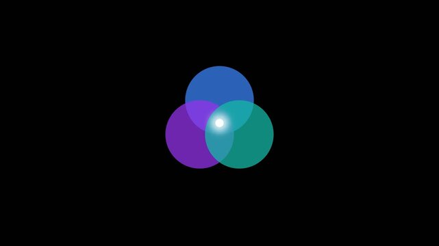 Three overlapping colored circles on black background  